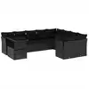 Image de vidaXL Ensemble de 10 canapés de jardin avec coussins noir poly rotin