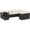 Image de vidaXL Ensemble de 10 canapés de jardin avec coussins noir poly rotin