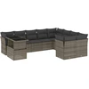 Image de vidaXL Ensemble de salon de jardin 10 pièces avec coussins Gris Poly Rattan