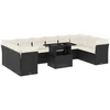 Image de vidaXL Ensemble de salon de jardin 11 pièces avec coussins noir poly rotin