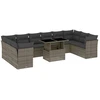 Image de vidaXL Ensemble de salon de jardin 11 pièces avec coussins Gris Poly rotin