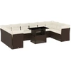Image de vidaXL Ensemble de salon de jardin 11 pièces avec coussins Marron Poly rotin