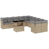 Image de vidaXL Ensemble de salon de jardin 11 pièces avec coussins Beige Poly Rattan