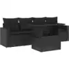 Image de vidaXL Ensemble de salon de jardin 5 pièces avec coussins noir poly rotin