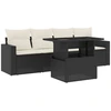 Image de vidaXL Ensemble de salon de jardin 5 pièces avec coussins noir poly rotin