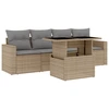 Image de vidaXL Ensemble de salon de jardin 5 pièces avec coussins Beige Poly Rattan