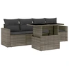 Image de vidaXL Ensemble de salon de jardin 5 pièces avec coussins Gris Poly rotin