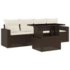 Image de vidaXL Ensemble de salon de jardin 5 pièces avec coussins Marron Poly Rattan