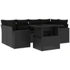 Image de vidaXL Ensemble de salon de jardin 7 pièces avec coussins noir poly rotin