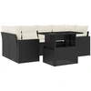 Image de vidaXL Ensemble de salon de jardin 7 pièces avec coussins noir poly rotin