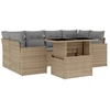 Image de vidaXL Ensemble de salon de jardin 7 pièces avec coussins Beige Poly Rattan