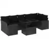 Image de vidaXL Ensemble de jardin canapé 8 pièces avec coussins noir poly rotin