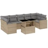 Image de vidaXL Ensemble de jardin canapé 8 pièces avec coussins Beige Poly Rattan