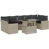 Image de vidaXL Ensemble de jardin canapé 8 pièces avec coussins gris clair Poly rotin