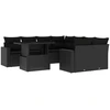 Image de vidaXL Ensemble de salon de jardin 9 pièces avec coussins noir poly rotin