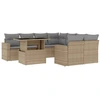 Image de vidaXL Ensemble de salon de jardin 9 pièces avec coussins beige Poly rotin