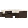 Image de vidaXL Ensemble de salon de jardin 9 pièces avec coussins Marron Poly Rattan
