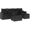 Image de vidaXL Ensemble de salon de jardin 6 pièces avec coussins noir poly rotin