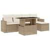 Image de vidaXL Ensemble de salon de jardin 6 pièces avec coussins Beige Poly Rattan