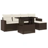 Image de vidaXL Ensemble de salon de jardin 6 pièces avec coussins Marron Poly Rattan
