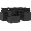Image de vidaXL Ensemble de salon de jardin 5 pièces avec coussins noir poly rotin