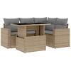 Image de vidaXL Ensemble de salon de jardin 5 pièces avec coussins Beige Poly Rattan