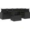 Image de vidaXL Ensemble de salon de jardin 6 pièces avec coussins noir poly rotin