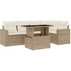 Image de vidaXL Ensemble de salon de jardin 6 pièces avec coussins Beige Poly Rattan