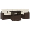 Image de vidaXL Ensemble de salon de jardin 6 pièces avec coussins Marron Poly Rattan