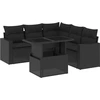 Image de vidaXL Ensemble de salon de jardin 6 pièces avec coussins noir poly rotin