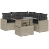 Image de vidaXL Ensemble de salon de jardin 6 pièces avec coussins gris clair Poly rotin
