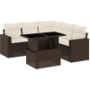 Image de vidaXL Ensemble de salon de jardin 6 pièces avec coussins Marron Poly Rattan
