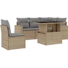 Image de vidaXL Ensemble de salon de jardin 6 pièces avec coussins Beige Poly Rattan