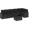 Image de vidaXL Ensemble de salon de jardin 7 pièces avec coussins noir poly rotin