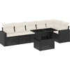 Image de vidaXL Ensemble de salon de jardin 7 pièces avec coussins noir poly rotin