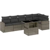Image de vidaXL Ensemble de salon de jardin 7 pièces avec coussins Gris Poly rotin