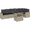Image de vidaXL Ensemble de salon de jardin 7 pièces avec coussins gris clair Poly rotin