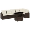 Image de vidaXL Ensemble de salon de jardin 7 pièces avec coussins Marron Poly rotin
