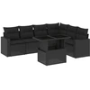 Image de vidaXL Ensemble de salon de jardin 7 pièces avec coussins noir poly rotin