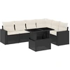 Image de vidaXL Ensemble de salon de jardin 7 pièces avec coussins noir poly rotin