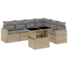 Image de vidaXL Ensemble de salon de jardin 7 pièces avec coussins Beige Poly Rattan