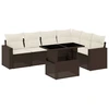 Image de vidaXL Ensemble de salon de jardin 7 pièces avec coussins Marron Poly rotin