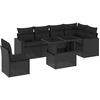 Image de vidaXL Ensemble de salon de jardin 7 pièces avec coussins noir poly rotin