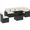 Image de vidaXL Ensemble de salon de jardin 7 pièces avec coussins noir poly rotin