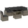 Image de vidaXL Ensemble de salon de jardin 7 pièces avec coussins Gris Poly rotin