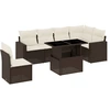 Image de vidaXL Ensemble de salon de jardin 7 pièces avec coussins Marron Poly rotin