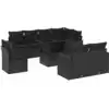 Image de vidaXL Ensemble de salon de jardin 9 pièces avec coussins noir poly rotin