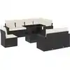 Image de vidaXL Ensemble de salon de jardin 9 pièces avec coussins noir poly rotin