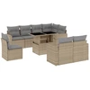 Image de vidaXL Ensemble de salon de jardin 9 pièces avec coussins beige Poly rotin
