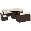 Image de vidaXL Ensemble de salon de jardin 9 pièces avec coussins Marron Poly Rattan